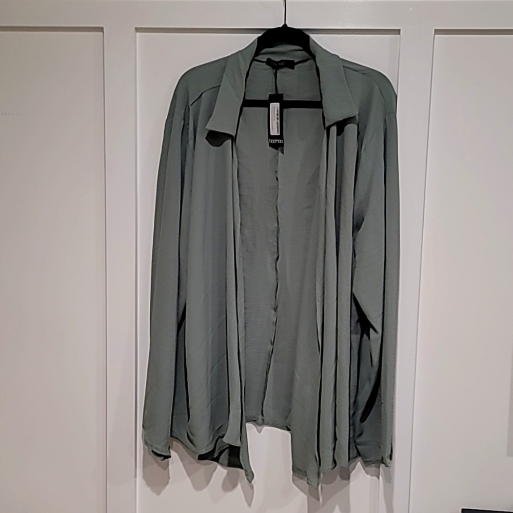 NWT Boohoo Sage Waterfall Kimono Cardigan, Size US 20